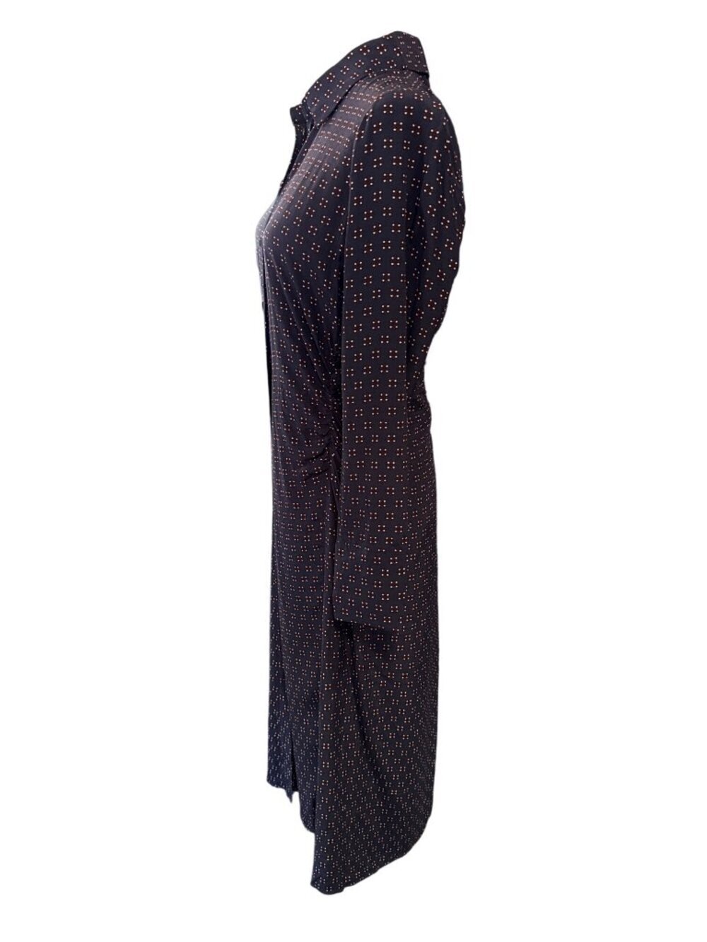 Madewell Ruched Midi Shirtdress~Size 0~Navy Foulard Easy Fit Print NWT L5 10 - Picture 3 of 9